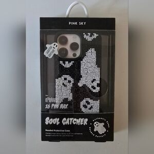Pink Sky “Soul Catcher” iPhone 15 Pro Max Case – Beaded Ghost Design – Limited